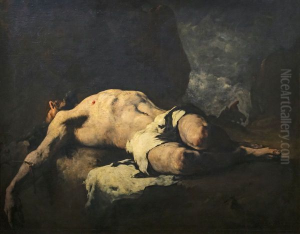 Saint Sebastian, martyrFrancais:Saint Sebastien, martyrItaliano:San Sebastiano, martire. Oil Painting by Augustin Theodule Ribot