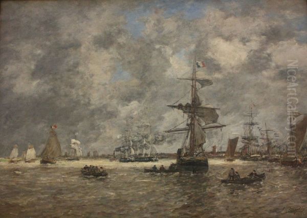 harbour of Antwerpen Oil Painting by Eugene Louis Boudin