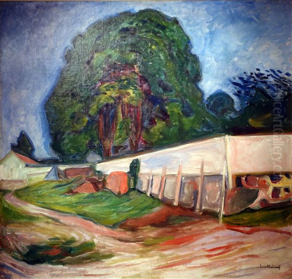 Traer og hagemur i Asgardstrand Oil Painting by Edvard Munch