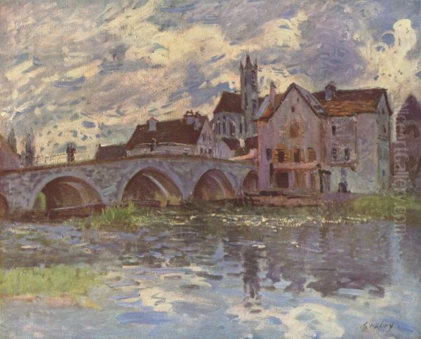 Brucke vonMoret-sur-Loing Oil Painting by Alfred Sisley