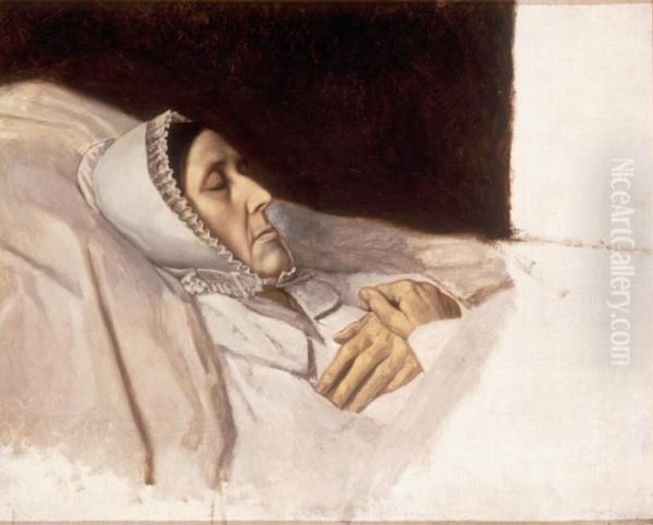 Portrait of the artist's mother on her deathbed Oil Painting by Charles de Groux