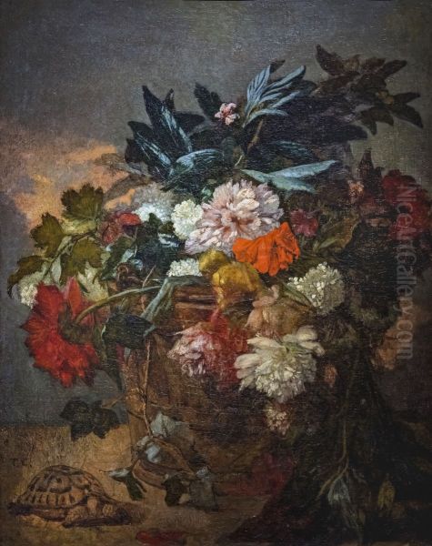 Vase of peoniesFrancais:Vase de pivoinesItaliano:Vaso di peonie Oil Painting by Thomas Couture