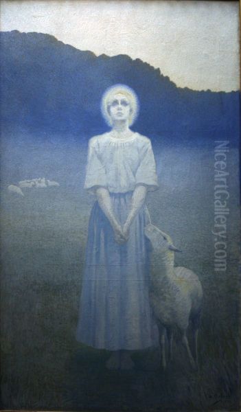 Vision de sainte Genevieve Oil Painting by Alphonse Osbert