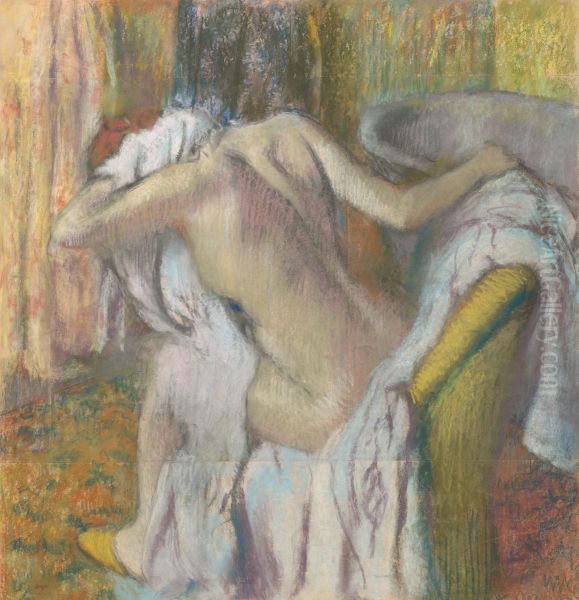 Apres le bain, femme s'essuyant Oil Painting by Edgar Degas