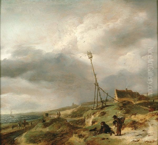 Beach with Dunes near Zandvoort Oil Painting by Jan Wouwerman