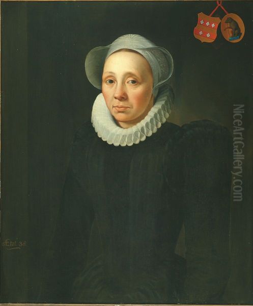 Portrait of Erminia van Beresteyn (1544-1625) Oil Painting by Cornelis van Haarlem