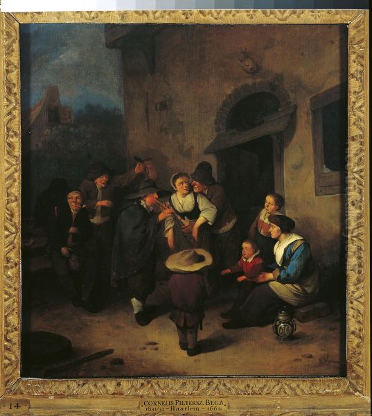 Voor de herberg Oil Painting by Cornelis Pietersz Bega