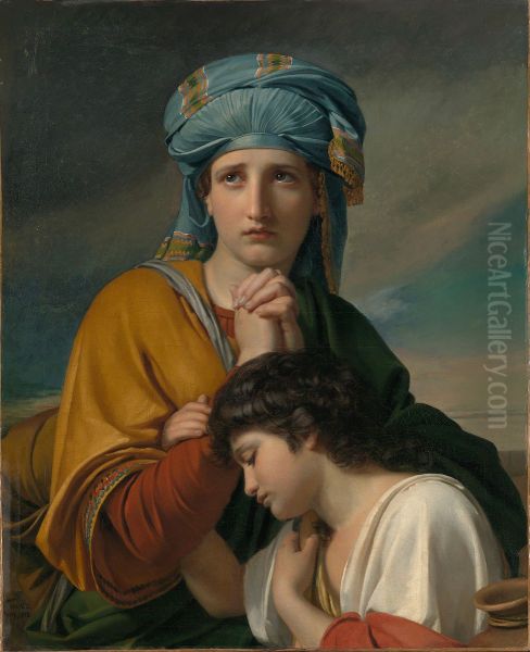 Hagar in de woestijn Oil Painting by Francois-Joseph Navez