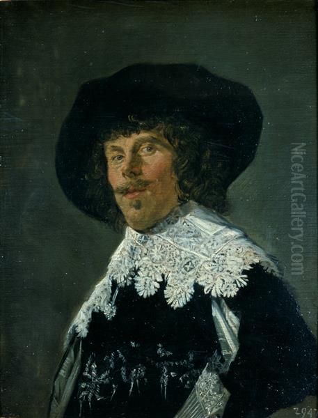 Bildnis eines jungen Mannes in schwarzem Rock Oil Painting by Frans Hals