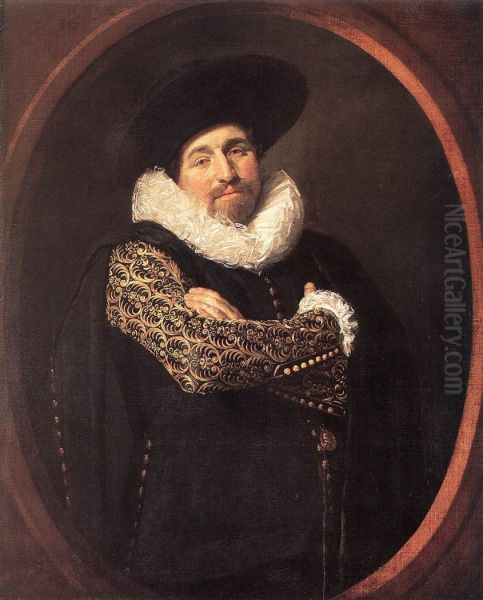 Portrait of a man, possibly Isaac Abrahamsz. Massa (1586-1643) Oil Painting by Frans Hals