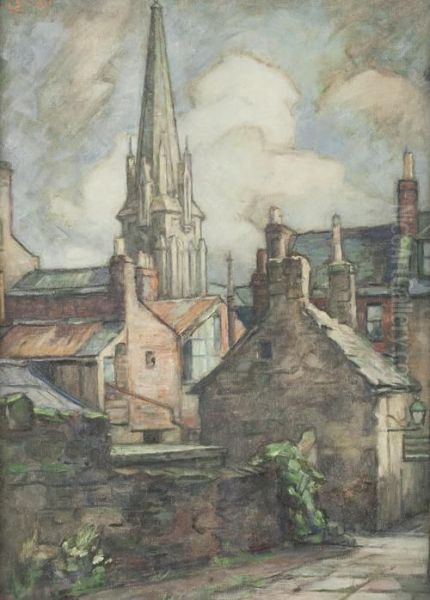 Old Dundee Close Oil Painting by Stewart Carmichael