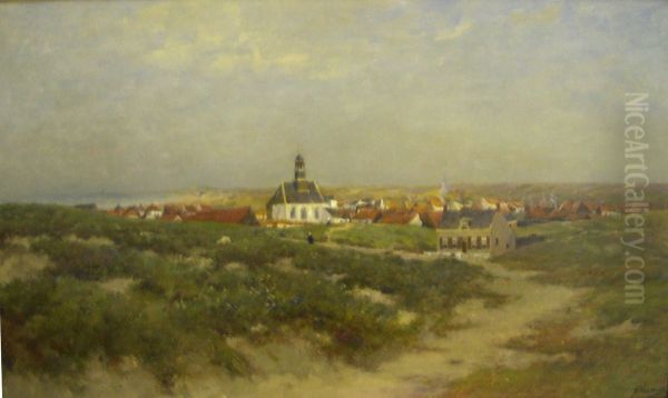 Houses in the dunes Oil Painting by Jan Hillebrand Wijsmuller