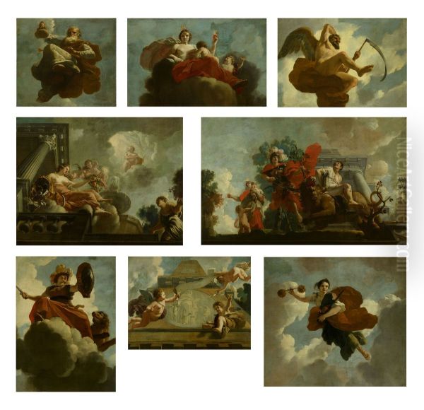 Acht allegorische voorstellingen afkomstig van het plafond in het Leprozenhuis Oil Painting by Gerard de Lairesse