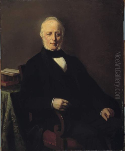 Dr H. Krieger Schumer (1797-1864), gynaecoloog Oil Painting by Johan Georg Schwartze