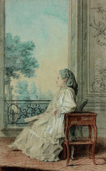 Portrait D'elizabeth De La Borde, Comtesse D'angivillier Oil Painting by Louis Carrogis Carmontelle