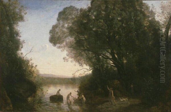 The Bath of Diana Oil Painting by Jean-Baptiste Camille Corot