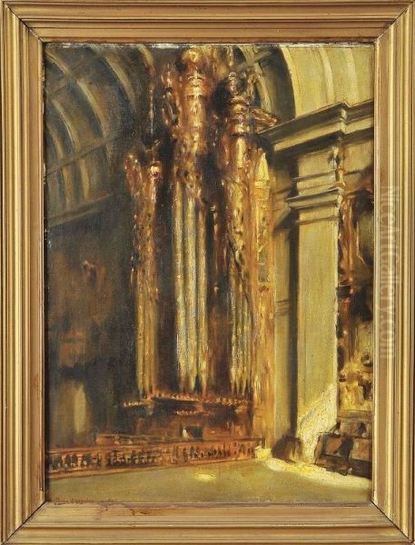 Interior De Igreja Oil Painting by Antonio Carneiro