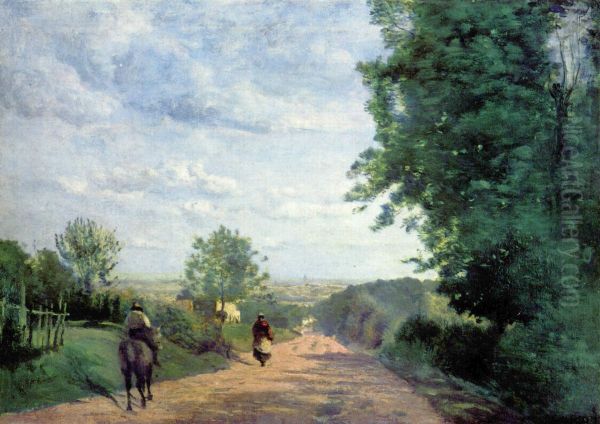 The road from Sevres to Paris Oil Painting by Jean-Baptiste Camille Corot