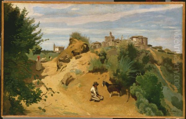 Genzano Oil Painting by Jean-Baptiste Camille Corot