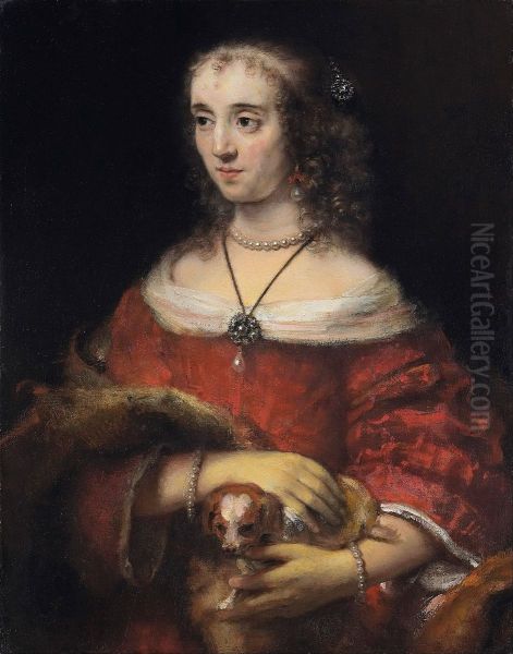 Portrait of a Lady with a Lap Dog Oil Painting by Rembrandt