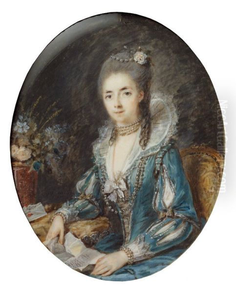 Sophie Jeanne Armande Septimanie de Vignerod du Plessis, hertiginna de Richelieu, 1740-1773, g. grevinna d'Egmont Pignatelli Oil Painting by Peter Adolf Hall