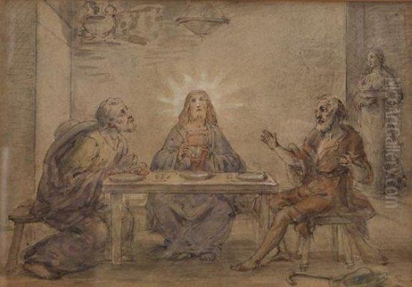 I Discepoli Di Emmaus. Oil Painting by Giovanni Carnovali Il Piccio