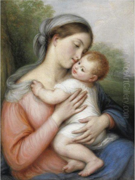 Madonna Col Bambino Oil Painting by Giovanni Carnovali Il Piccio