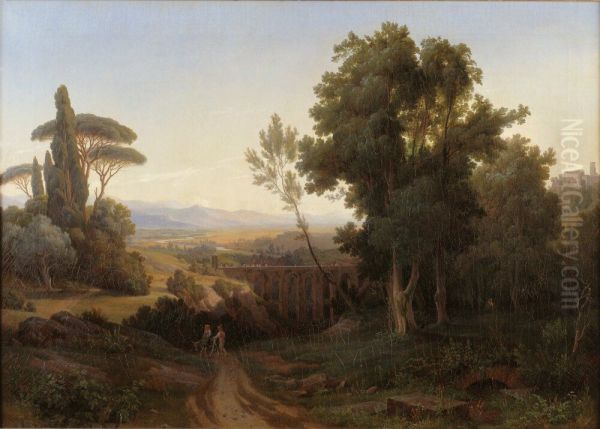 View from the Civita Castellana Oil Painting by Gustaf Wilhelm Palm