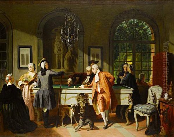 The Billiard Game Oil Painting by Jean Carolus