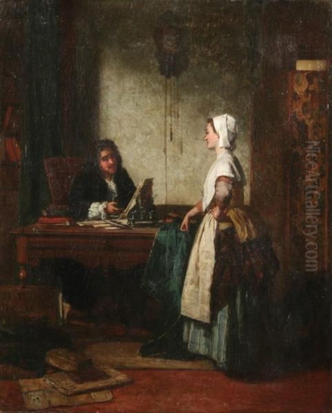 Interior Scene From Moliere Oil Painting by Jean Carolus