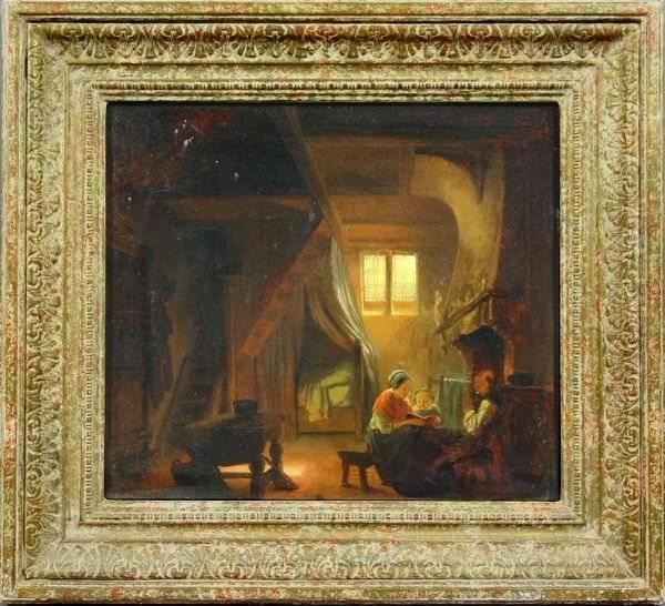 The Reading Lesson Oil Painting by Louis Antoine Carolus