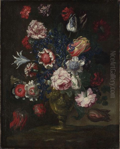 Blomsterstycke Oil Painting by Andrea Scacciati