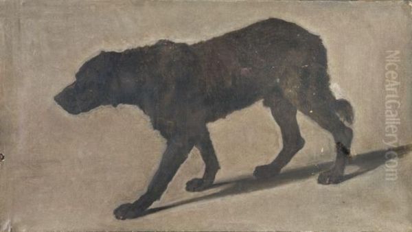 Chien Noir Marchant Oil Painting by Carolus (Charles Auguste Emile) Duran