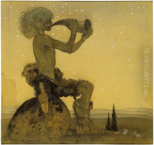 Vill vallareman Oil Painting by John Bauer