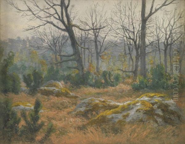 Sous Bois A Fontainebleau Oil Painting by Albert Caron