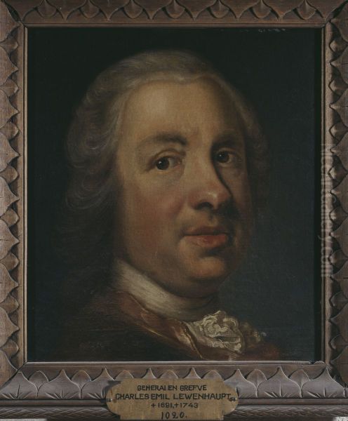 Charles Emil Lewenhaupt, 1691-1743 Oil Painting by Johan Henrik Scheffel