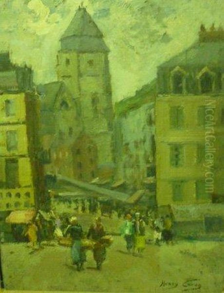 Rue Et Eglise Oil Painting by Henry Caron