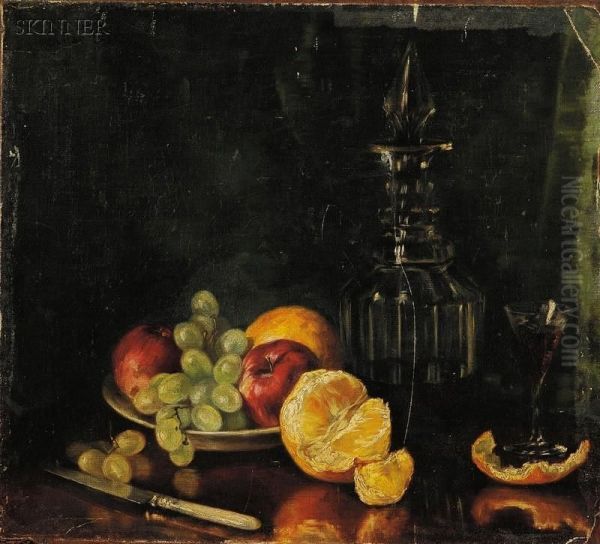 Still Life With Fruit And Decanter Oil Painting by Elsie Caron Ives