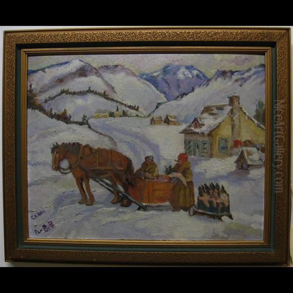 Buying Goods - Winter Oil Painting by Paul Archibald Caron