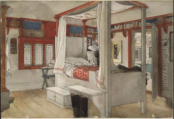 Daddy's Room. From A Home (26 watercolours) Oil Painting by Carl Larsson