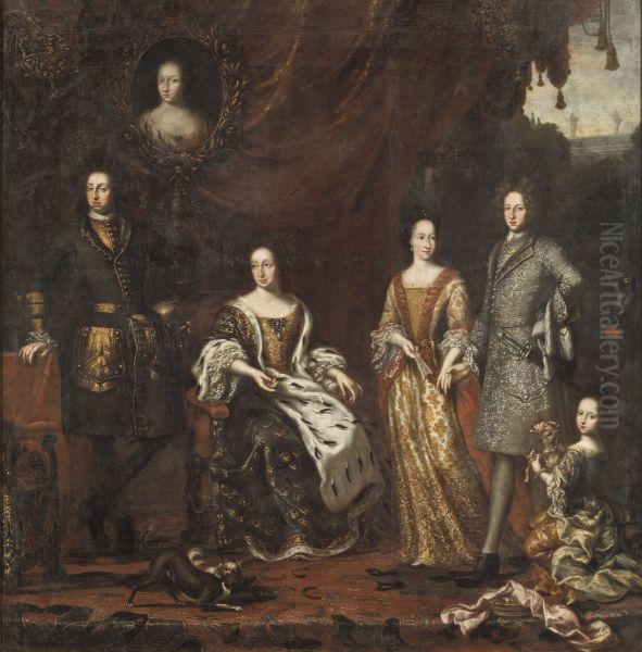 Karl XI konung av Sverige med familj Oil Painting by David Klocker Ehrenstrahl