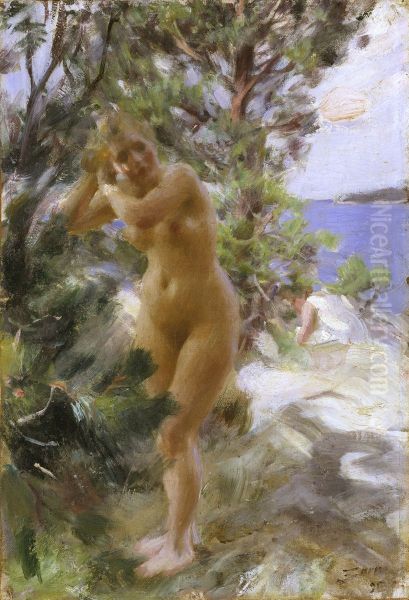 After the Bath Oil Painting by Anders Zorn