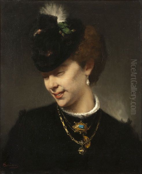 A Parisian Lady Oil Painting by Hugo Salmson