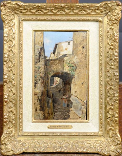 Ruelle Animee. Oil Painting by Cesare Caroselli