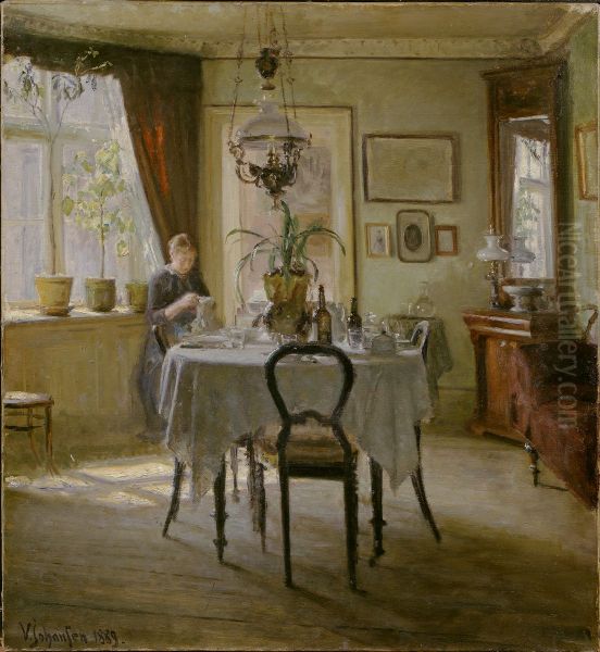 Sunlight in the Dining-room Oil Painting by Viggo Johansen