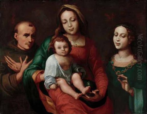 Madonna Con Il Bambino E Santi Oil Painting by Giovanni Francesco Caroto