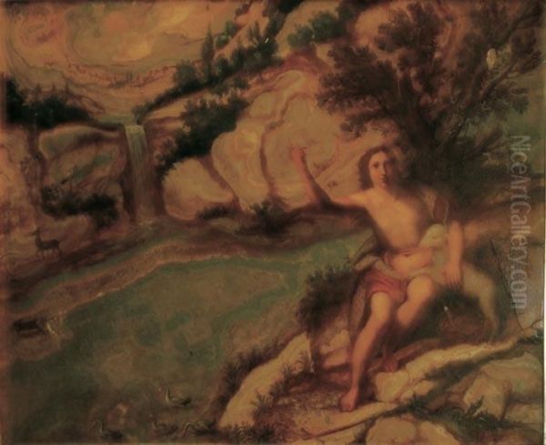 Paesaggio Con Cascata E San Giovanni Battista Oil Painting by Giovanni Francesco Caroto