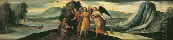 Abraham Et Les Trois Anges Oil Painting by Giovanni Francesco Caroto