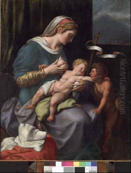 Madonna Con Il Bambino E San Giovannino Oil Painting by Giovanni Francesco Caroto