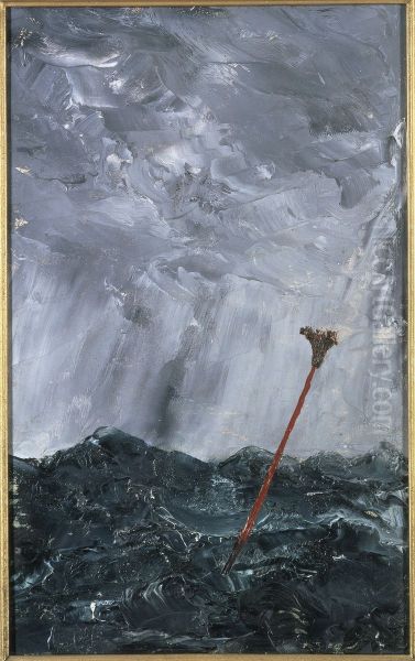 Stormy Sea. Broom Buoy Oil Painting by August Strindberg